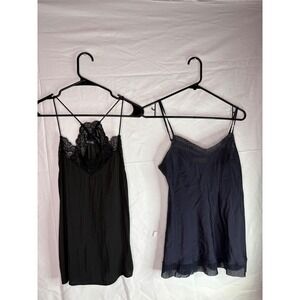 fab rik Black Lace Trim Cami Tank Top 4LovelandLietti Women's Size S